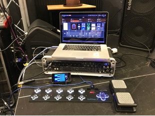 Macbook pro, quantum 2626, Rane SP 13, McMillen Softstep 2, M-Audio expression pedal. Gig Performer 4